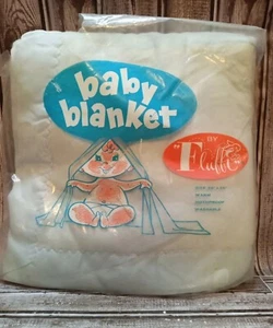 Vintage Baby Krippe Decke 36" x 50" blau 94% Viskose 6% Nylon (TS) - Bild 1 von 10