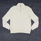 Polo Ralph Lauren Sweater Men's Large Ivory 1/4 Zip Cotton Golf Rugby