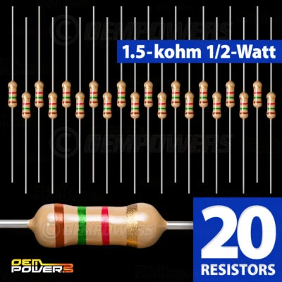 20 X RadioShack 1.5K-Ohm 1/2-Watt 5% Carbon Film Resistor #2711120 BULK PACK NEW - Image 1 of 2