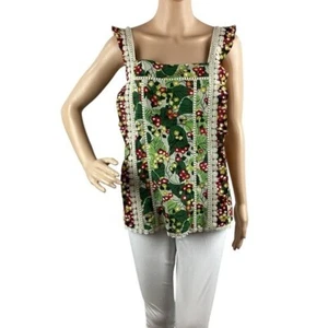 Camiseta sin mangas Daniel Rainn Arya estampado crochet encaje talla S verde multicolor - Imagen 1 de 7