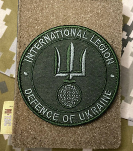 Ukrainian Army Morale Patch International Legion of Ukraine Badge Hook Olive