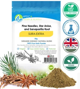 SURA-EXTRA Pine Needles, Sarsaparill, Star Anise Powder Extract SHIKIMIC ACID UK - Picture 1 of 4