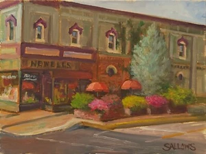 Newells Goshen IN Herbst Herbstlandschaft Original Kunst 9x12 Original Schwalben - Bild 1 von 2