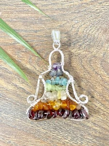 Seven Chakra Pendant Gemstone Specimen Reiki Chakra Buddha Crystal Stone Jewelry - Picture 1 of 9