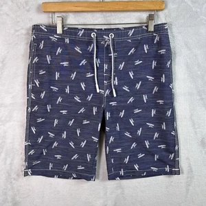 Johnnie O Boys Swim Trunks Shorts Size 16 Blue Surfboard Pattern Lined Tie - Picture 1 of 12