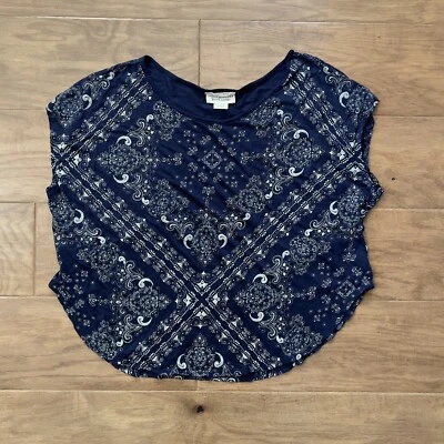Denim & Supply Ralph Lauren Top S Navy/Tan Bandana Paisley Print Short Sleeve - Image 1 of 4