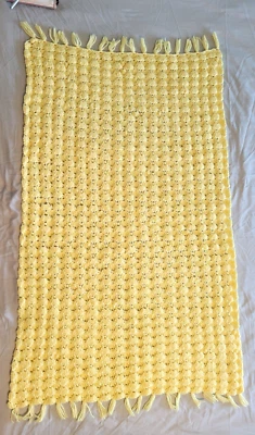 Granny Chic Crocheted Baby Yellow Afghan Wrap 46" x  29" - Image 1 of 4