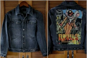 Roberto Cavalli DEVILS GRAFFITI Denim JACKET Kids AGE 10 Yrs UK 146 RARE - Picture 1 of 11