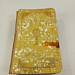 Vtg Catholic Prayer Book Jesus Make Me Worthy 1929 Belgium Pearl Celluloid Cover - Picture 1 of 24