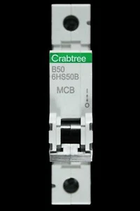 CRABTREE 50 AMP CURVE B 10kA MCB CIRCUIT BREAKER 6HS50B LOADSTAR - Picture 1 of 6