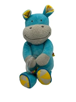 Peluche Manhattan Toy Co azul gris hipopótamo círculo sonajero 15" Foto 1 de 4