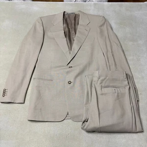 Ermenegildo Zegna Suit Mens 50R Beige 32 x 29 Pants Wool Silk Blend 2 Button - Picture 1 of 21