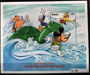DD1.656 Gambia MNH Disney Cartoons Animation Mickey Donald Turtle ride Donald - Imagen 1 de 6