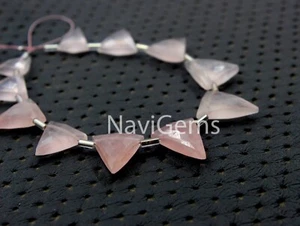Natural Rose Quartz Briolette Beads Triangle Shape Size 11x17-14x20 MM Jewelry - Picture 1 of 8