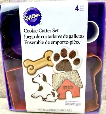 Wilton Juego Cortador de Galletas 4 Piezas Perro Casa Hueso Pata Nuevo en Caja Multicolor Foto 1 de 4