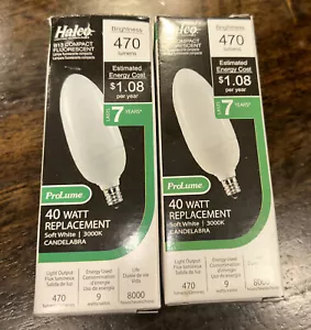 2pk Halco B13 Compact Fluorescent 40 Watt 3000K Candelabra Model #45764 - Picture 1 of 6