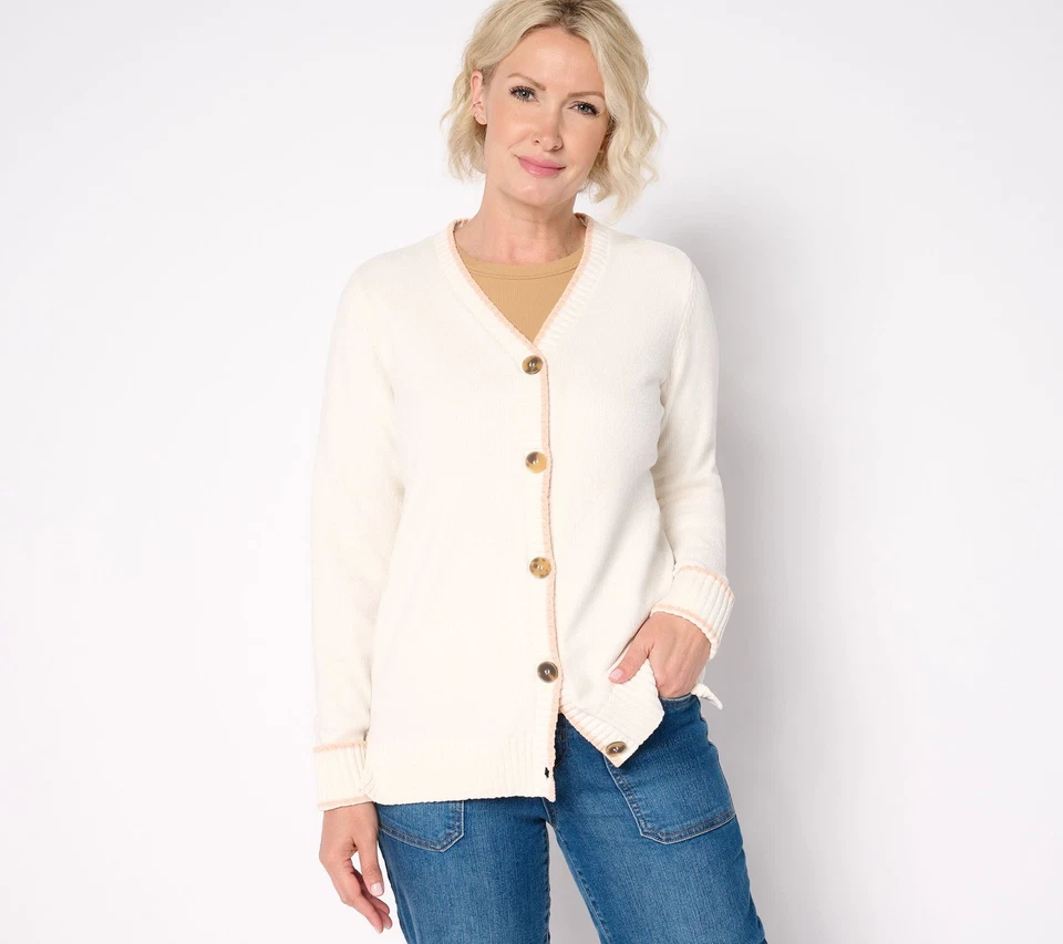 Cárdigan Suéter Belle by Kim Gravel Tippity Topsy Chenille Crema S Nuevo Foto 1 de 1