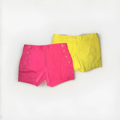 Banana Republic 2 Pairs Shorts Women's Sz 2 Yellow & Hot Pink Flat Front Chino - Image 1 of 4