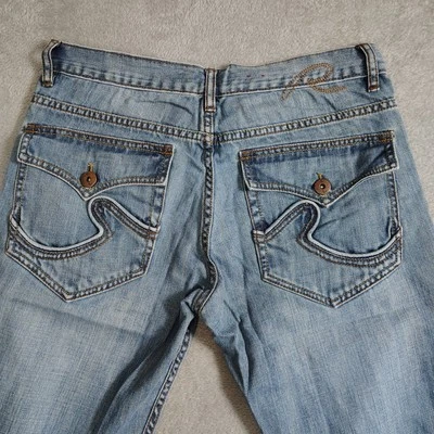 Vtg Request Jeans Mens 32x32 Blue Light Wash Cotton FlapPockets Denim Distressed - Image 1 of 4