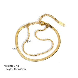 Bracciale Doppio per Donna in Acciaio Placcato Oro 18K - Picture 1 of 1