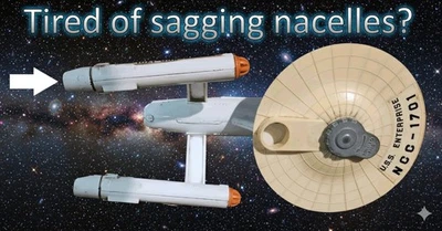 Dinky 358 Star Trek USS Enterprise 1976 Warp Nacelle Arms Clásico Imperfecto LEER Foto 1 de 4