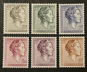 Travelstamps: 1960 Luxembourg Stamps Mi 623-628 Grand Duchess Charlotte MNH OG - Picture 1 of 5