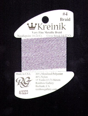 Kreinik Metallic Thread - 12Yd Spool (or Bobbin) of #3223 Ametrine VF #4 Braid - Image 1 of 2