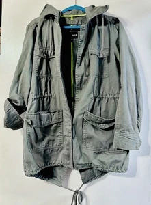 Hurley Scheunenjacke Damen M olivgrün Canvas Taschen versteckte Kapuze ungefüttert - Bild 1 von 4