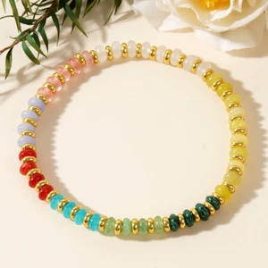 Natural Assorted Rainbow Crystal Gemstone Beads Healing Women Stretch Bracelet - Picture 1 of 3