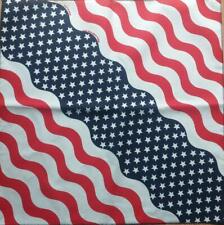 22" Wavy American Flag Bandana Handkerchief Scarf 100% Cotton Made In The USA