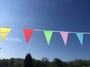 SALE BARGAIN Cheerful multi-coloured 20 flag fabric bunting with Free Post - Picture 1 of 26