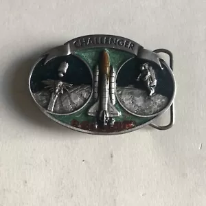 VINTAGE NASA SPACE SHUTTLE CHALLENGER BELT BUCKLE ~ BERGAMOT BRASS WORKS, 1984 - Picture 1 of 6
