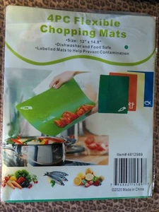 4 pack Flexible Chopping Mat 12" x 15" Color Code Set Kitchen Flex Cutting Board - Picture 1 of 3