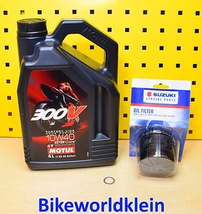 Original Suzuki Ölfilter + Öl Motoröl Motul 300V 4T 10w40 GSX-R 600 750 1000  - Bild 1 von 1