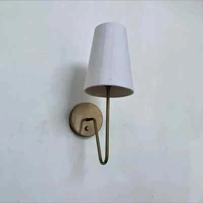 Aplique de pared de latón Lámpara Pantalla de tela Iluminación Accesorio moderno Lámpara Aplique de cuchara Foto 1 de 4