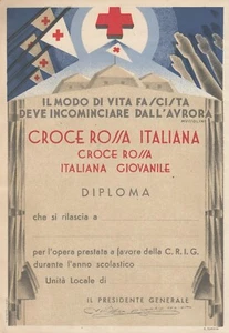 VER1B) RIPRODUZIONE DIPLOMA CROCE ROSSA ITALIANA FASCISMO MUSSOLINI - Imagen 1 de 3