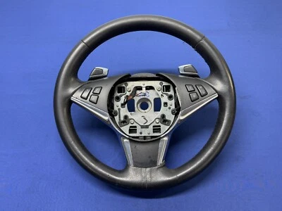 Conjunto de volante deportivo BMW E60 E63 E64 con cambio de paleta cuero OEM Foto 1 de 4