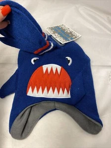 Shark Hat & Mitten Set Blue Child *O - Picture 1 of 6