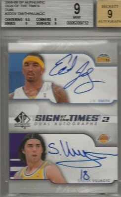 2008-09 SP AUTHENTIC SIGN OF THE TIMES DUAL #SDSV SMITH/VUJACIC 50/50 BGS MINT 9 - Image 1 of 3