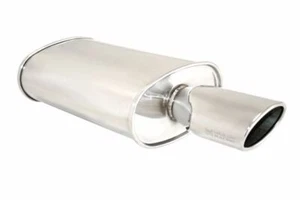 MEGAN O-ST 3x4.5" Single Stainless Roll Tip Oval Exhaust Muffler 2.5" inlet - Picture 1 of 2