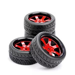 4Pcs Rubber Tires&12mm Hex Wheel Rim D6NKR For HSP RC 1/10 On-Road Racing Car - Picture 1 of 5