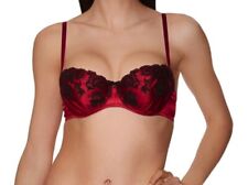 Aubade Précieux Amour embroidered silk half cup bra NWT Red 30D