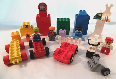 2011 Group Lot Lego/Duplo (34) Large Brick Pieces (4) Car/Motorcycle (4) Figures - Image 1 of 4