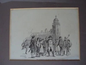1895 Antique Framed Print by JW Carey "THE CORONATION BELLMAN OF BELFAST" - Picture 1 of 2