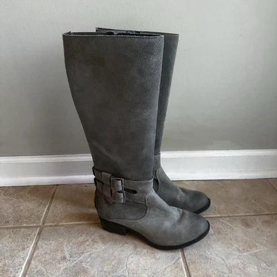 Sorel Lolla II Tall Gray Suede Knee High Boots Double Buckle NL3102-052 Womens 7 - Image 1 of 4