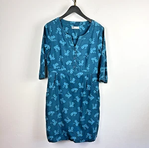 Seasalt Paxton Size UK 14 Teal Green Needlecord Floral Dress 100% Cotton - Picture 1 of 9