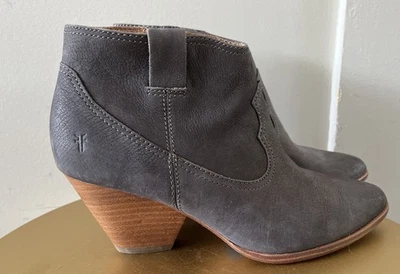 Botín de cuero Frye Reina para mujer cuero occidental apilado gris talla 7,5 Foto 1 de 4