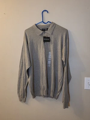 Polo Pullover Massini Hombre Gris Manga Larga 100% Algodón Talla L Grande Foto 1 de 4