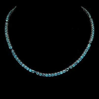 Collar de plata de ley 925 pera topacio azul paraiba 6x4 mm joyas de piedras preciosas 18 pulgadas Foto 1 de 4