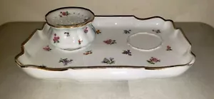 Antique Meissen Porcelain Flowers Inkwell Desk Tray & Pounce 19th century - Picture 1 of 12
